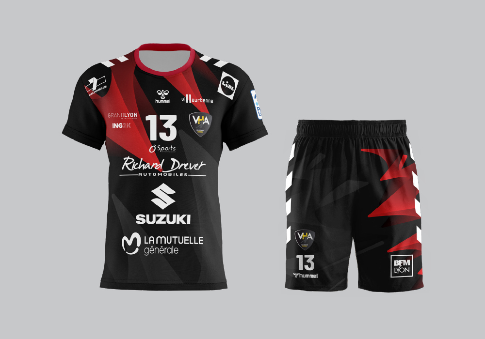 Design de maillot du VHA en noir et rouge
