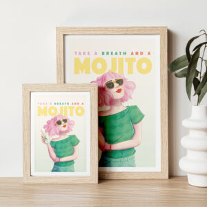 Illustration aux couleurs de l'été : "Take a breath and a mojito"